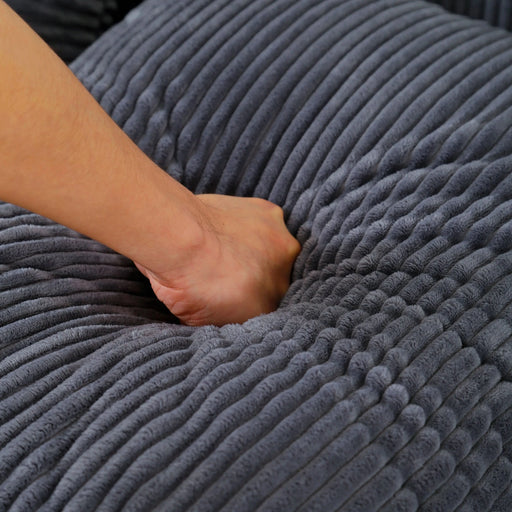 Luxury Modular U-Shaped Sectional Sofa with Chaise Lounge and Bed, Grey Corduroy Upholstery, No Assembly Needed Default -DTYStore