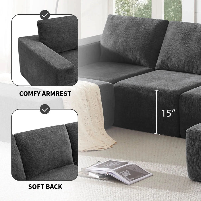 Luxury Modular U Shaped Sectional Sofa with Ottomans, Cloud Chenille, Deep Seat, No Assembly Required, 110*72' Default -DTYStore