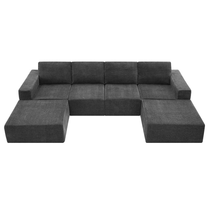 Luxury Modular U Shaped Sectional Sofa with Ottomans, Cloud Chenille, Deep Seat, No Assembly Required, 110*72' Default -DTYStore