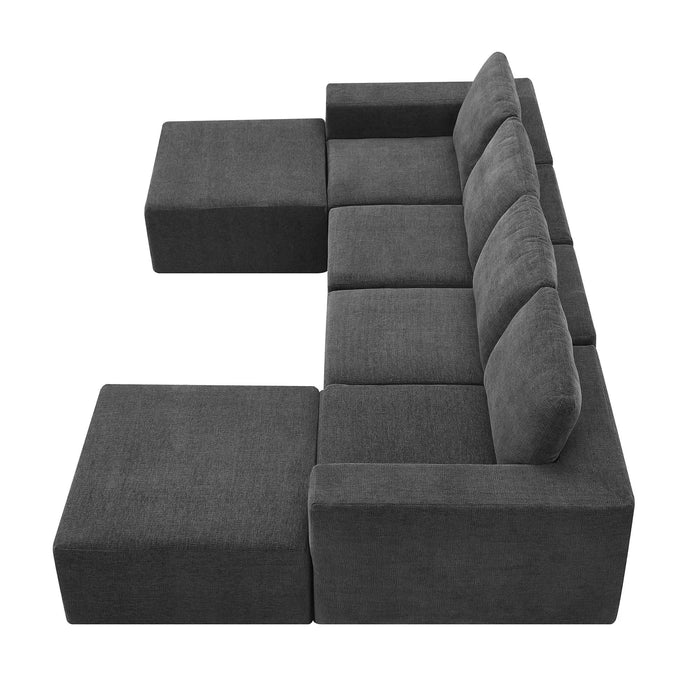 Luxury Modular U Shaped Sectional Sofa with Ottomans, Cloud Chenille, Deep Seat, No Assembly Required, 110*72' Default -DTYStore
