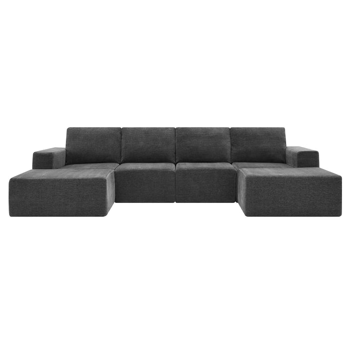 Luxury Modular U Shaped Sectional Sofa with Ottomans, Cloud Chenille, Deep Seat, No Assembly Required, 110*72' Default -DTYStore