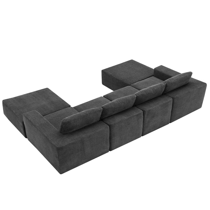 Luxury Modular U Shaped Sectional Sofa with Ottomans, Cloud Chenille, Deep Seat, No Assembly Required, 110*72' Default -DTYStore