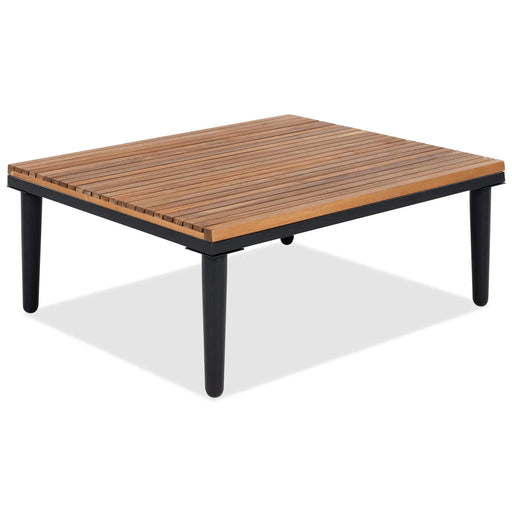 Luxury Patio Furniture Set with Removable Cushions and Coffee Table, L-Shaped Acacia Wood Sofa with Side table, Outdoor Conversation Sectional Sofa for Backyard, Porch, Gray Default -DTYStore