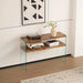 MDF Console Table, Big Side Table, Walnut Tempered Glass Desk,Entry Table Default -DTYStore