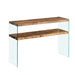 MDF Console Table, Big Side Table, Walnut Tempered Glass Desk,Entry Table Default -DTYStore