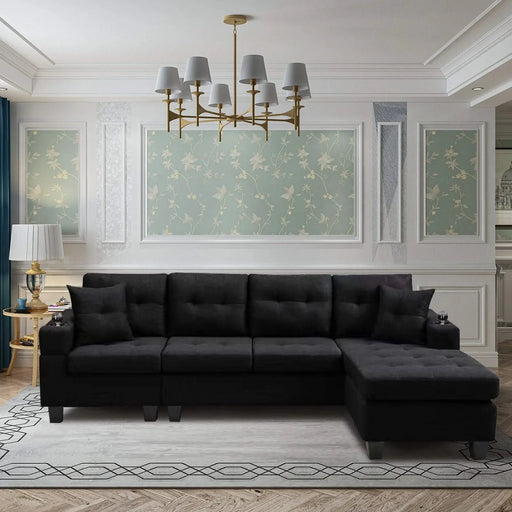 MEGA right sectional sofa with footrest, convertible corner sofa with armrest storage, living room and apartment sectional sofa, right chaise longue and grey Default -DTYStore