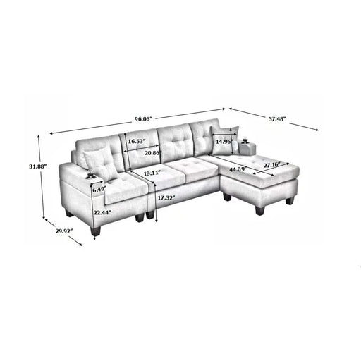 MEGA right sectional sofa with footrest, convertible corner sofa with armrest storage, living room and apartment sectional sofa, right chaise longue and grey Default -DTYStore