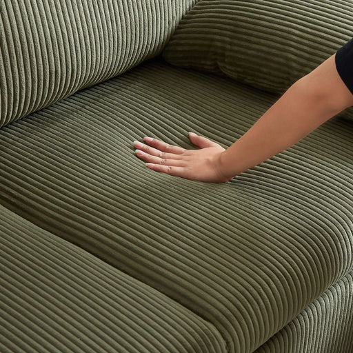 MH'' 64.5 Inch Sleeper Sofa Bed 3-in-1 Adjustable Sleeper with Pullout Bed 2 Pillows and Side Pockets Soft Corduroy Convertible Sleeper Sofa Bed for Living Room Bedroom Apartment Office Default -DTYStore