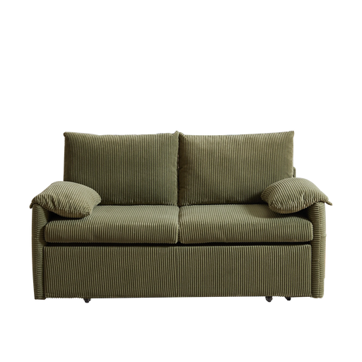 MH'' 64.5 Inch Sleeper Sofa Bed 3-in-1 Adjustable Sleeper with Pullout Bed 2 Pillows and Side Pockets Soft Corduroy Convertible Sleeper Sofa Bed for Living Room Bedroom Apartment Office Default -DTYStore