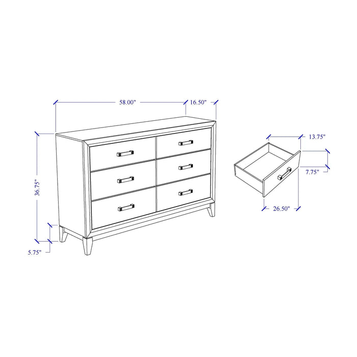 MIRAGE White 5PC King Bedroom Set with Rubber Wood and Slats Default -DTYStore