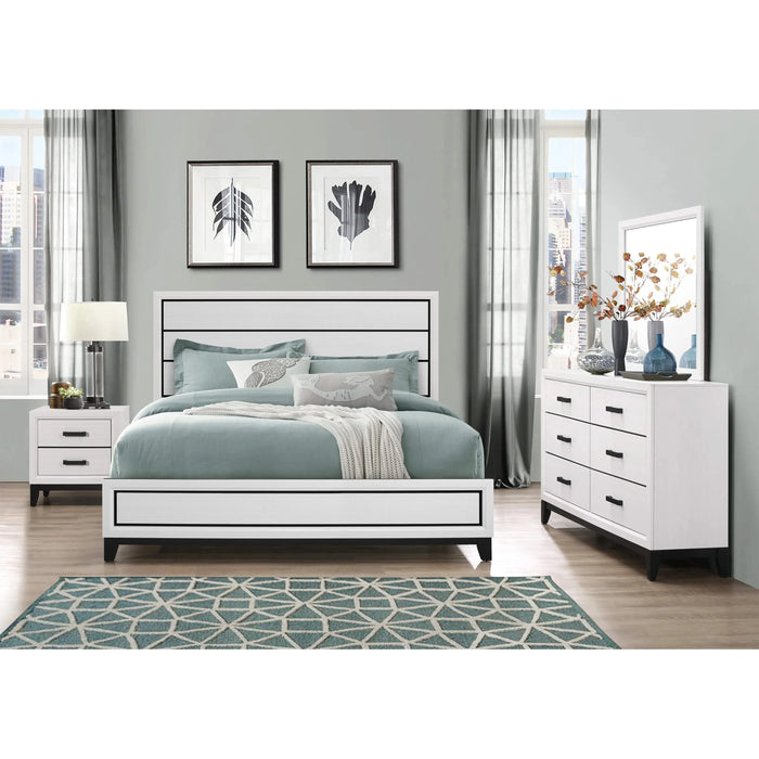 MIRAGE White 5PC King Bedroom Set with Rubber Wood and Slats Default -DTYStore