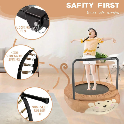 MONKEY Children's Trampoline Happy Expression Outdoor/Indoor Dual-Use Black and Yellow Foldable Iron Tube for Kids Age 3-7 Default -DTYStore