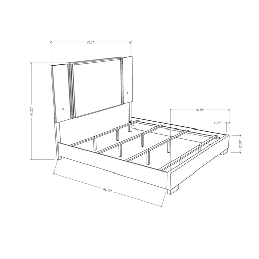 MOON Smooth White King 5PC Bedroom Set with LED Accent and Marble Finish, Solid Wood & MDF Default -DTYStore