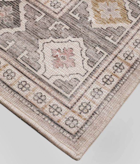 Malta Akira Natural, Blush, Gold, Black, Charcoal and Beige Cotton Blend Washable Area Rug Default -DTYStore