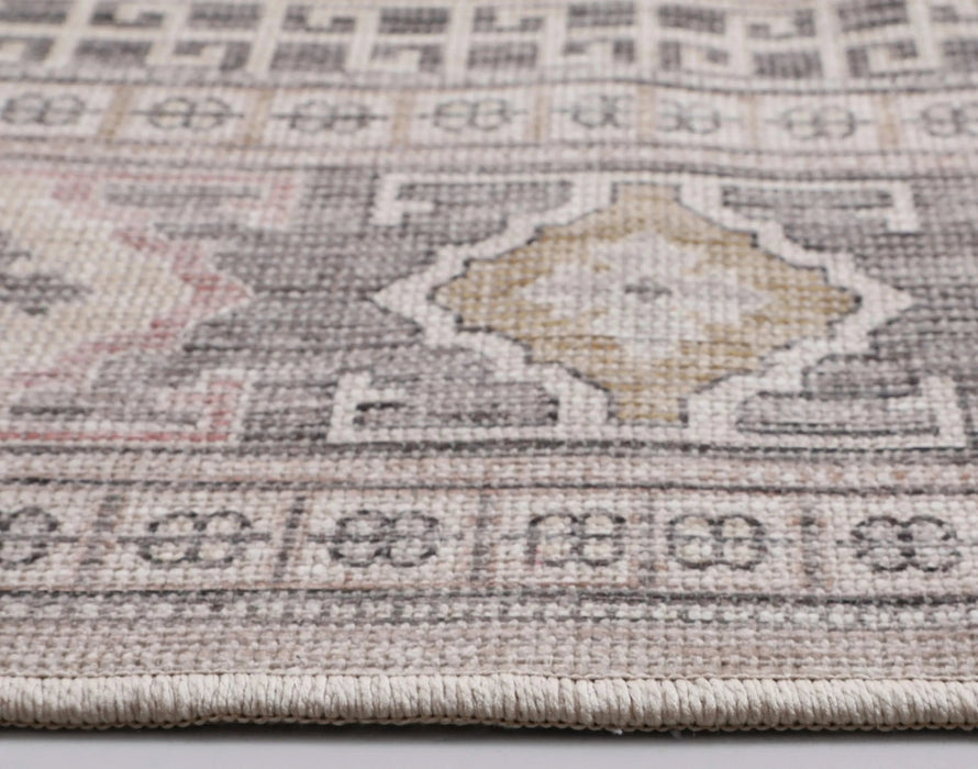 Malta Akira Natural, Blush, Gold, Black, Charcoal and Beige Cotton Blend Washable Area Rug Default -DTYStore