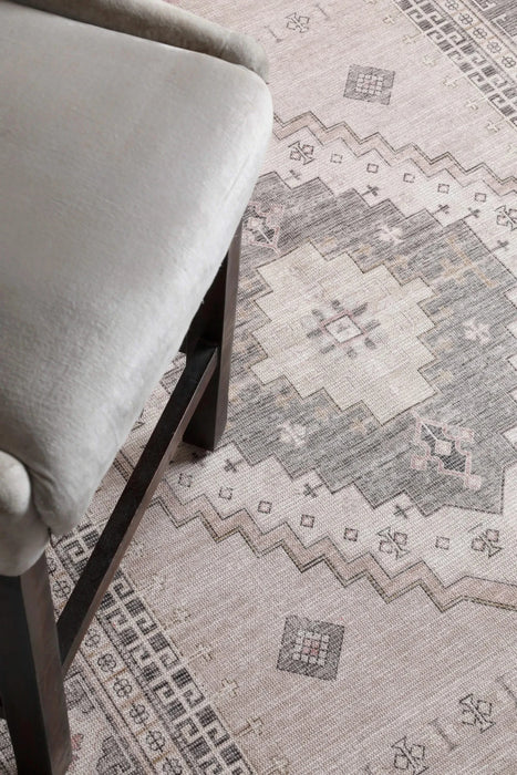 Malta Akira Natural, Blush, Gold, Black, Charcoal and Beige Cotton Blend Washable Area Rug Default -DTYStore