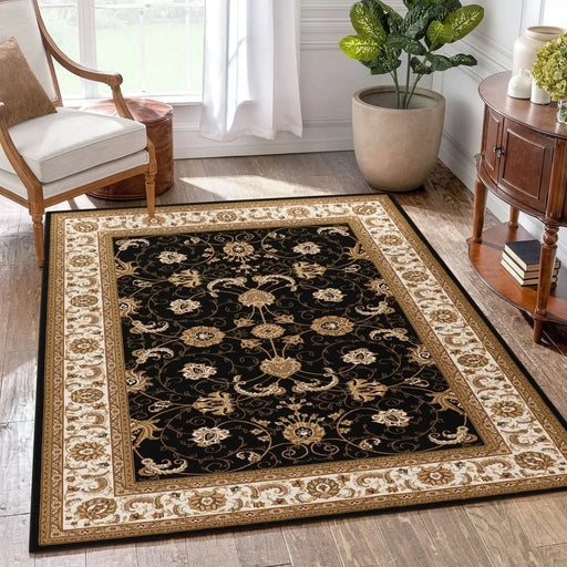 Manchester GC_HER5001 Black 7 ft. 10 in. x 10 ft. 6 in. Area Rug Default -DTYStore