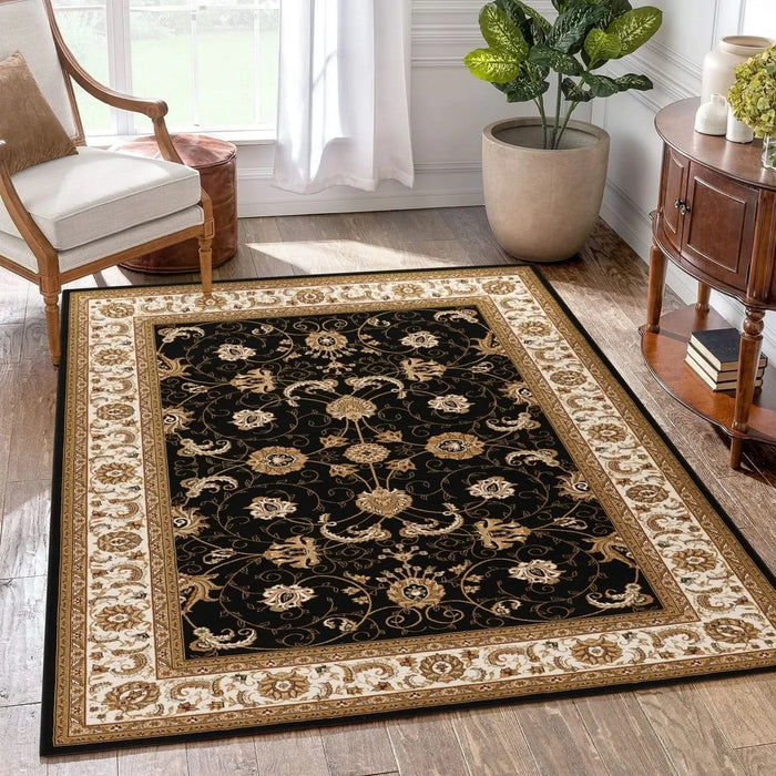 Manchester GC_HER5001 Black 9 ft. 2 in. x 12 ft. 6 in. Area Rug Default -DTYStore