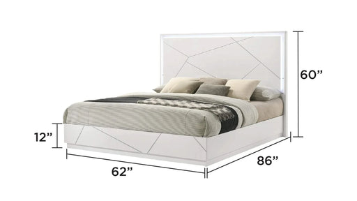 Manhattan Queen 4-Piece Bedroom Set – Modern Design with Lacquer Finish, Geometric Accents, and LED Lighting Default -DTYStore