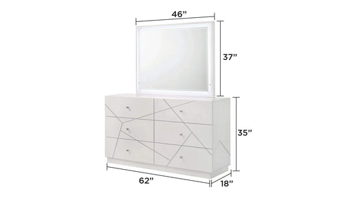 Manhattan Queen 4-Piece Bedroom Set – Modern Design with Lacquer Finish, Geometric Accents, and LED Lighting Default -DTYStore