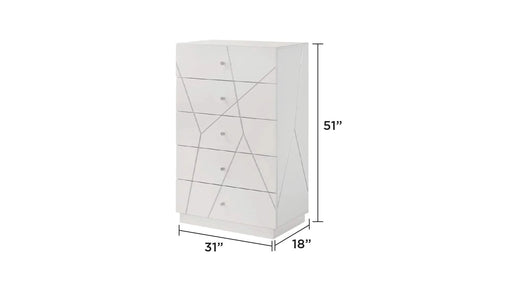 Manhattan Queen 5-Piece Bedroom Set – Modern Design with Lacquer Finish, Geometric Accents, and LED Lighting Default -DTYStore