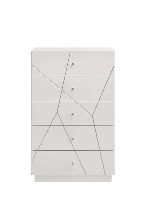 Manhattan Queen 5-Piece Bedroom Set – Modern Design with Lacquer Finish, Geometric Accents, and LED Lighting Default -DTYStore