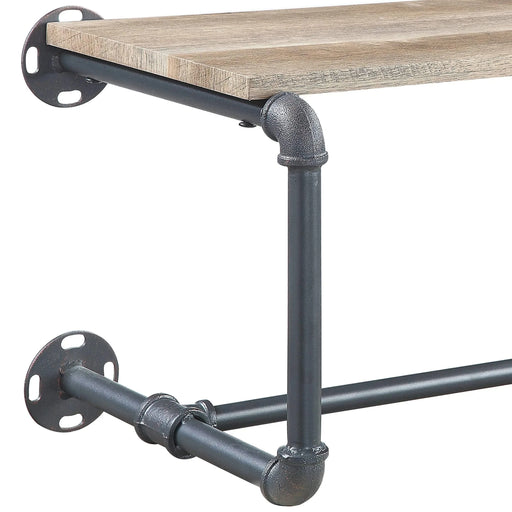 Mankato Oak and Sandy Grey Wall Rack with Shelf Default -DTYStore