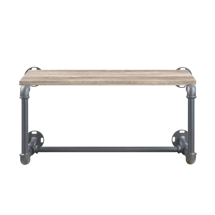 Mankato Oak and Sandy Grey Wall Rack with Shelf Default -DTYStore