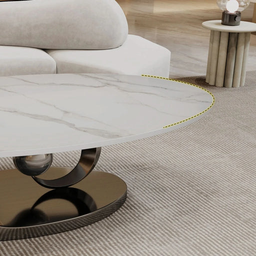 Marble Coffee Table with Sculptural Stainless Steel Base Default -DTYStore
