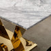 Marble Dining Table for 6 People, 70'' Rectangle Faux Marble Dining Table with Mirrored Finish Stainless Steel Base, Modern Large Size Marble Kitchen Table (Gold,Gray)(only table) Default -DTYStore