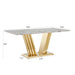Marble Dining Table for 6 People, 70'' Rectangle Faux Marble Dining Table with Mirrored Finish Stainless Steel Base, Modern Large Size Marble Kitchen Table (Gold,White)(only table) Default -DTYStore