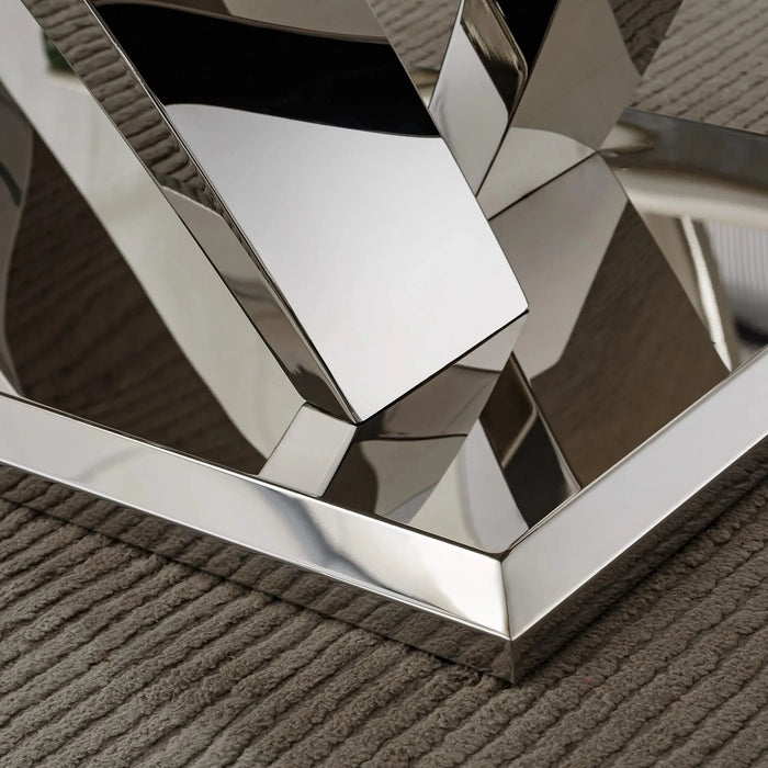 Marble Dining Table for 6 People, 70'' Rectangle Faux Marble Dining Table with Mirrored Finish Stainless Steel Base, Modern Large Size Marble Kitchen Table (Silver,Grey)(only table) Default -DTYStore