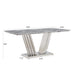 Marble Dining Table for 6 People, 70'' Rectangle Faux Marble Dining Table with Mirrored Finish Stainless Steel Base, Modern Large Size Marble Kitchen Table (Silver,Grey)(only table) Default -DTYStore
