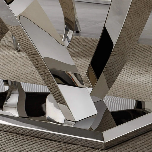 Marble Dining Table for 6 People, 70'' Rectangle Faux Marble Dining Table with Mirrored Finish Stainless Steel Base, Modern Large Size Marble Kitchen Table (Silver,Grey)(only table) Default -DTYStore