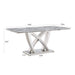 Marble Dining Table for 6 People, 70'' Rectangle Faux Marble Dining Table with Mirrored Finish Stainless Steel Base, Modern Large Size Marble Kitchen Table (Silver,Grey)(only table) Default -DTYStore