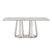 Marble Dining Table for 6 People, 70'' Rectangle Faux Marble Dining Table with Mirrored Finish Stainless Steel Base, Modern Large Size Marble Kitchen Table (Silver,White)(only table) Default -DTYStore