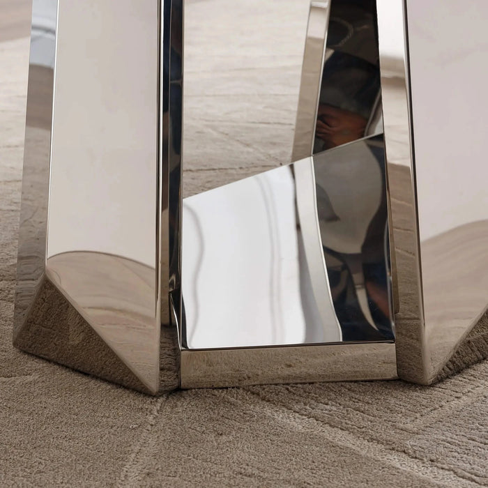 Marble Dining Table for 6 People, 70'' Rectangle Faux Marble Dining Table with Mirrored Finish Stainless Steel Base, Modern Large Size Marble Kitchen Table (Silver,White)(only table) Default -DTYStore