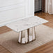 Marble Dining Table for 6 People, 70'' Rectangle Faux Marble Dining Table with Mirrored Finish Stainless Steel Base, Modern Large Size Marble Kitchen Table (Silver,White)(only table) Default -DTYStore