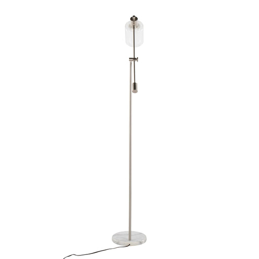 Marcel Contemporary/Glam Floor Lamp in White Marble and Nickel Metal with Clear and Frosted Glass Shade by LumiSource Default -DTYStore