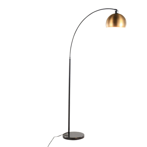 March Contemporary Floor Lamp in Black Marble and Black Metal with Antique Brass Metal Shade by LumiSource Default -DTYStore
