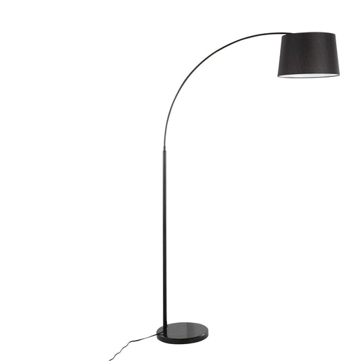 March Contemporary Floor Lamp in Black Marble and Black Metal with Black Linen Shade by LumiSource Default -DTYStore