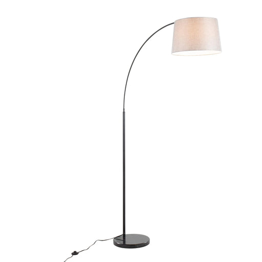 March Contemporary Floor Lamp in Black Marble and Black Metal with Grey Linen Shade by LumiSource Default -DTYStore