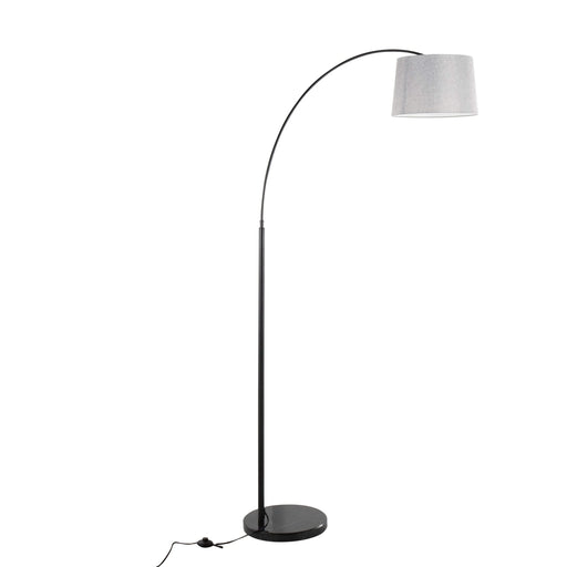 March Contemporary Floor Lamp in Black Marble and Black Metal with Grey Linen Shade by LumiSource Default -DTYStore