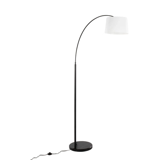 March Contemporary Floor Lamp in Black Marble and Black Metal with White Linen Shade by LumiSource Default -DTYStore