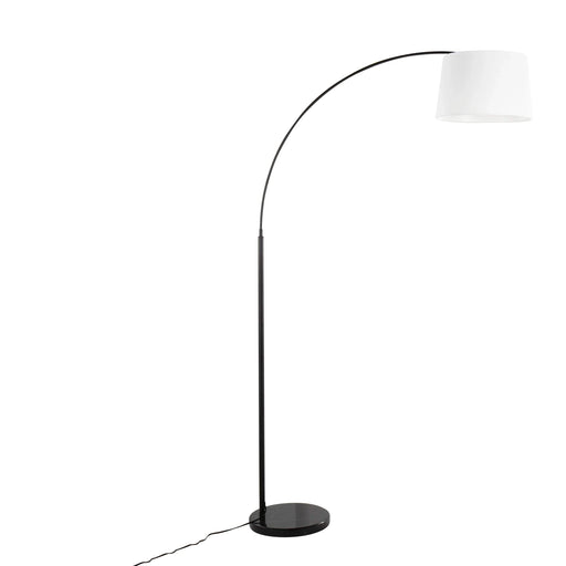 March Contemporary Floor Lamp in Black Marble and Black Metal with White Linen Shade by LumiSource Default -DTYStore