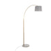 March Contemporary Floor Lamp in White Marble and Antique Brass Metal with Grey Linen Shade by LumiSource Default -DTYStore