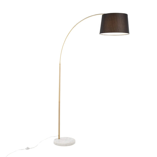 March Contemporary Floor Lamp in White Marble and Antique Brass with Black Linen Shade Metal by LumiSource Default -DTYStore