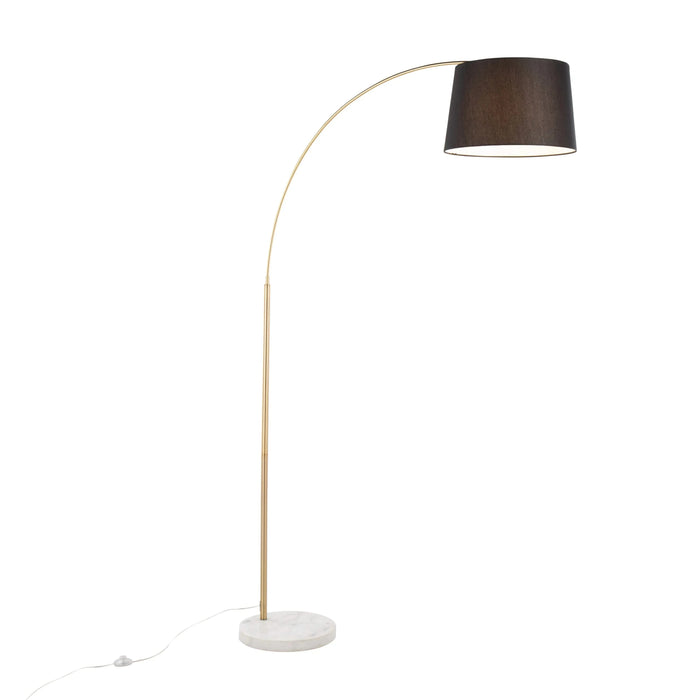 March Contemporary Floor Lamp in White Marble and Antique Brass with Black Linen Shade Metal by LumiSource Default -DTYStore