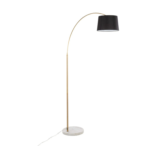 March Contemporary Floor Lamp in White Marble and Antique Brass with Black Linen Shade Metal by LumiSource Default -DTYStore