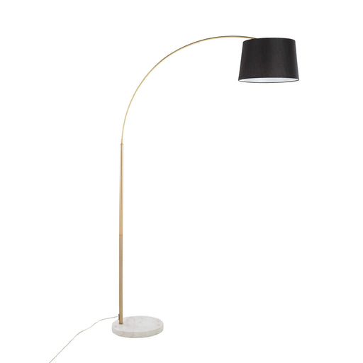 March Contemporary Floor Lamp in White Marble and Antique Brass with Black Linen Shade Metal by LumiSource Default -DTYStore
